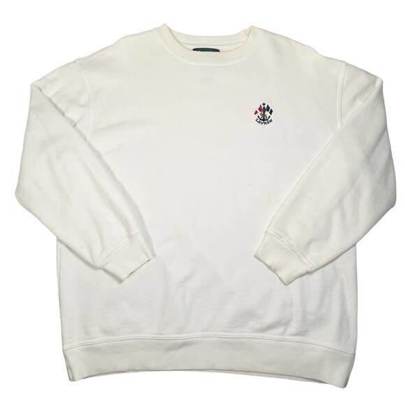 Lauren Ralph Lauren Womens Small Crewneck Embroidered White Cotton Sweater - Picture 1 of 10